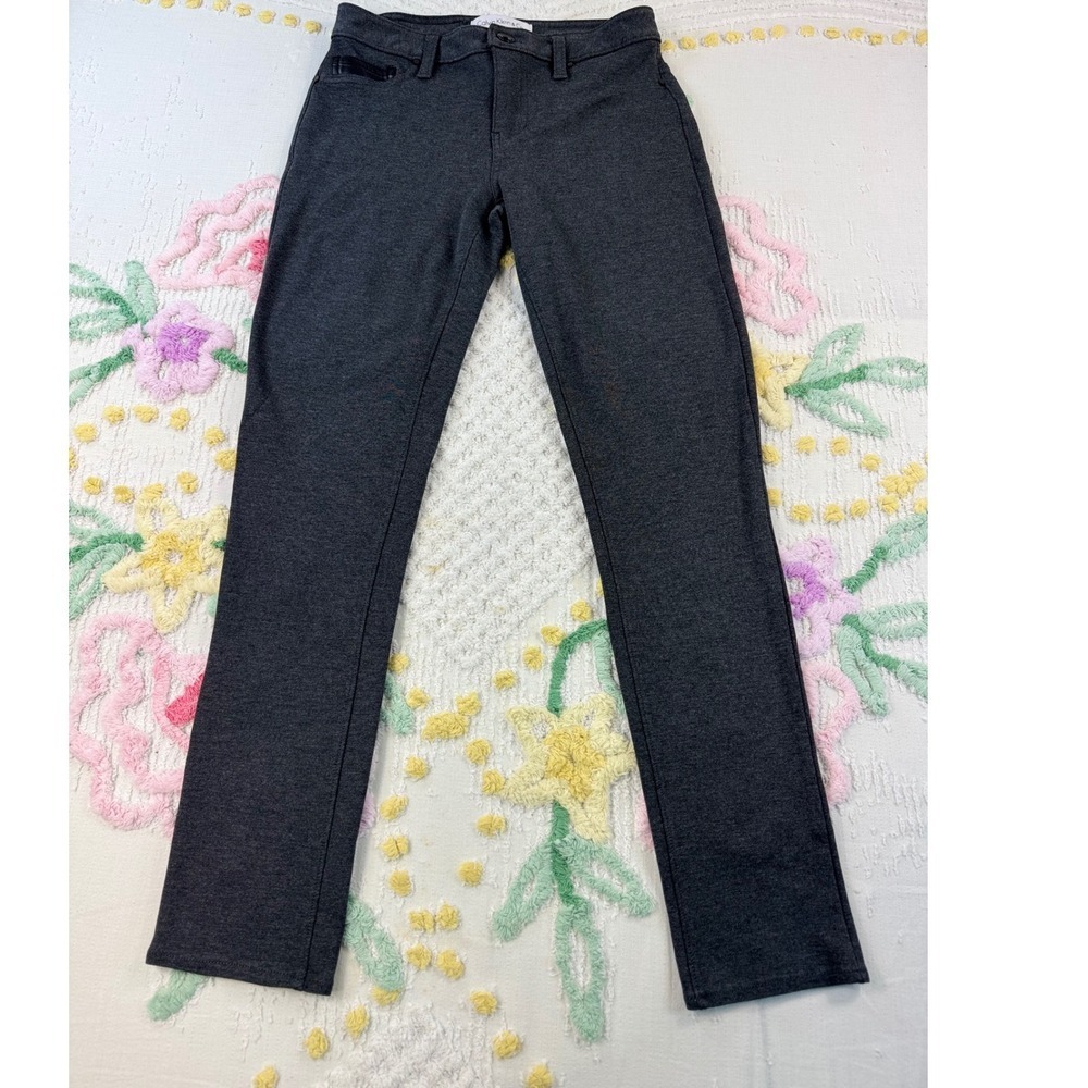 Calvin‎ Klein & Co Women's Charcoal Grey Ponte Knit Slim Leg Pants Size 4